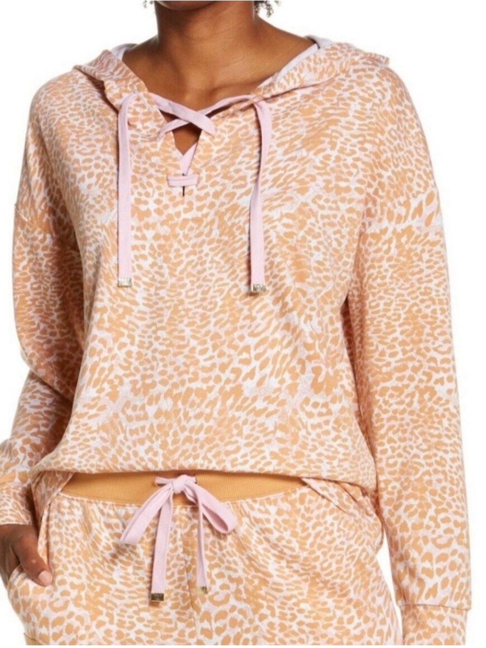 Laila Ali Animal-Print Hooded Lounge Sweatshirt/Hoodie